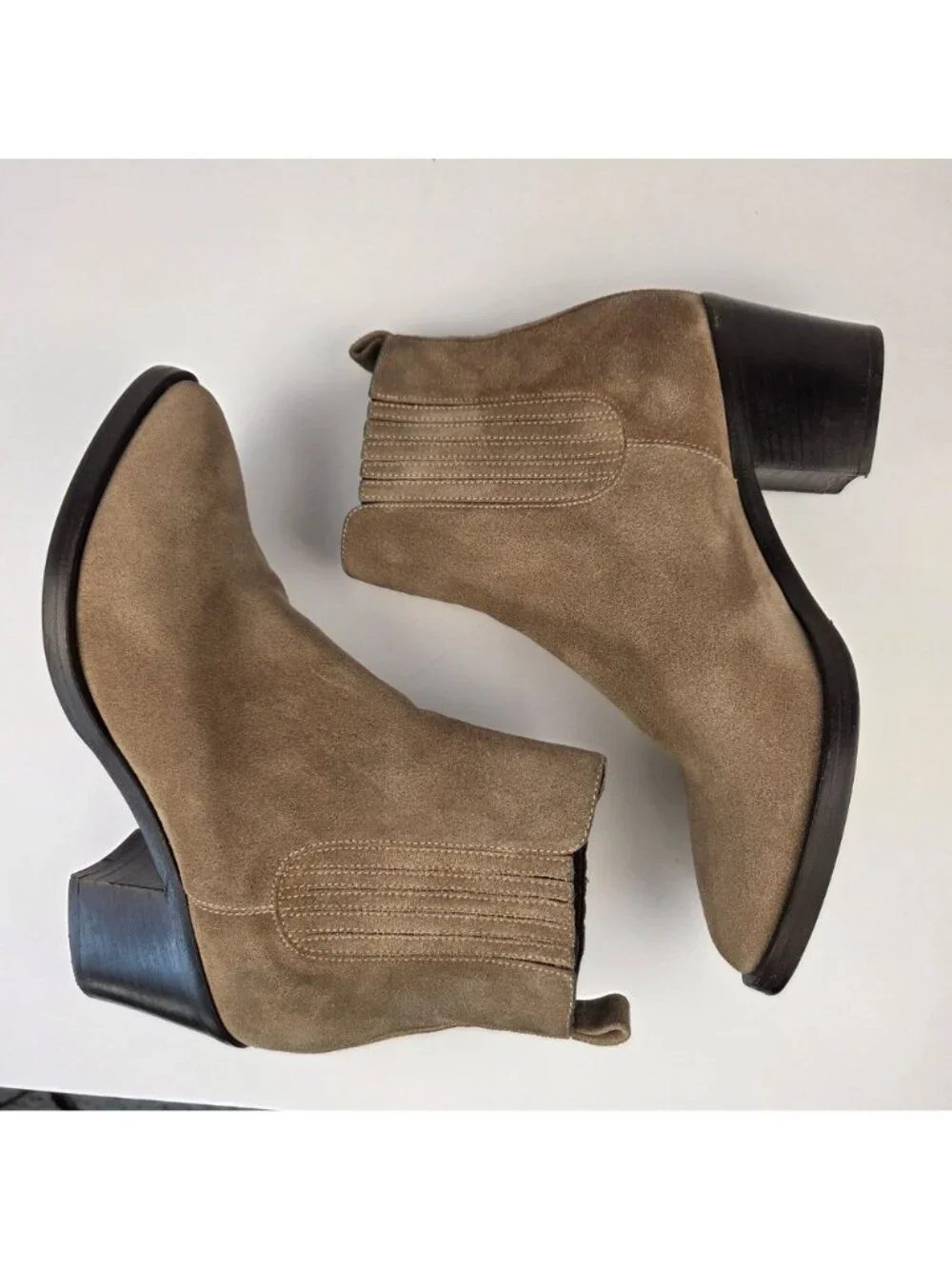 M.Gemi Era Suede Block Heel Ankle Boots Size 37 Made In Italy